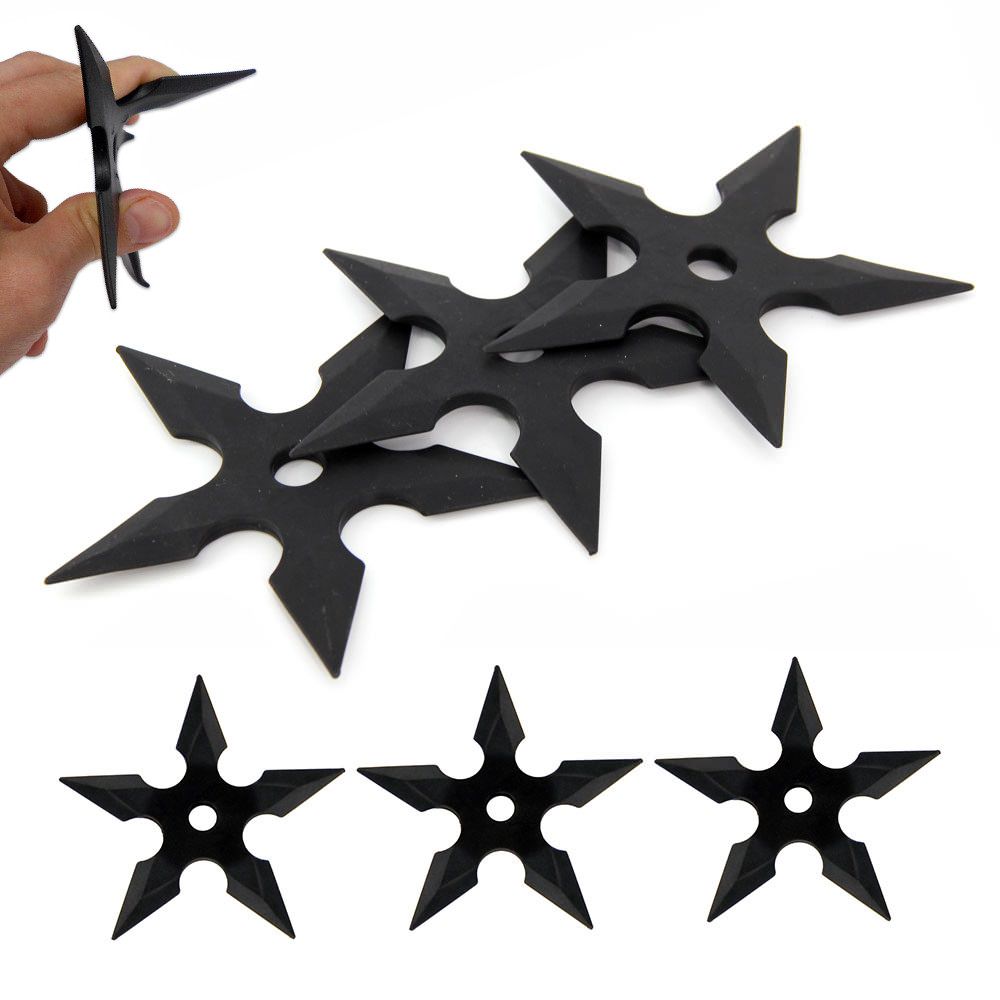 3 Pcs Rubber Training Five Point Ninja Shuriken Stars - Tophatter's Army Products & Self Defense Collectible Weapons - Tophatter Daily Deals